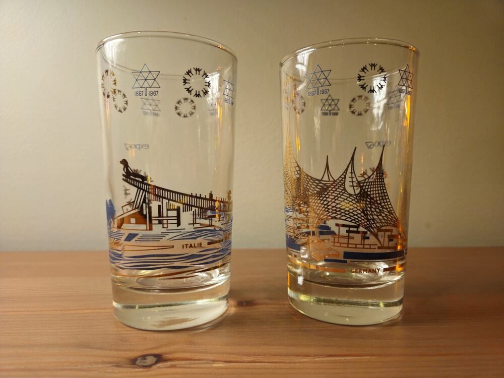 Vintagese Expo 67 Montreal Canada Souvenir Glasses Lot World’s Fair Tumblers MCM